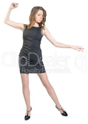 Young girl poses for the camera. Isolated on white background