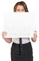 Business woman covering her face poster.