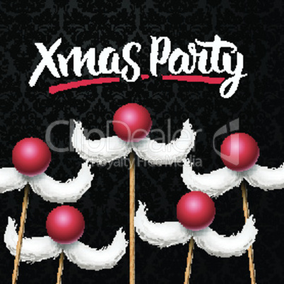 Office Christmas Party card, Santa's moustache, vector illustration.