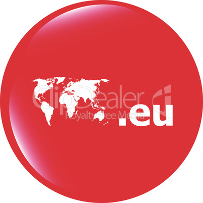 Domain EU sign icon. Top-level internet domain symbol with world map vector illustration
