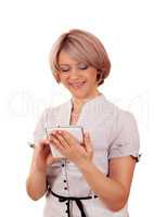 beautiful woman with tablet pc