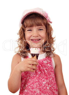 happy little girl with ice cream