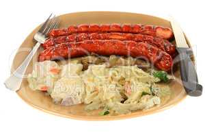 Grilled Smoked Sausages with Garnishes