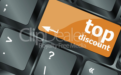 top discount concept sign on computer key, vector illustration