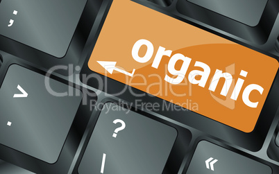 organic word on green keyboard button, vector illustration