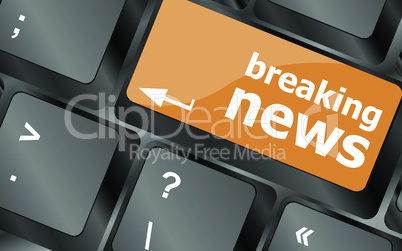 breaking news button on computer keyboard pc key, vector illustration