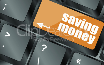 saving money for investment with a button on computer keyboard, vector illustration