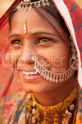 Traditional Indian female smiling