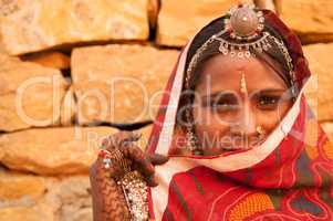 Secrecy traditional Indian girl