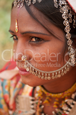 Portrait of traditional Indian girl in saree