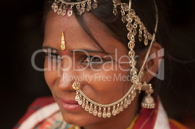 Portrait of traditional Indian girl thinking