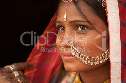 Portrait of traditional Indian female in saree