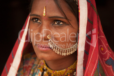 Portrait of traditional Indian female thinking