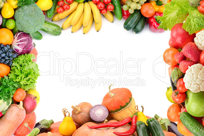 Frame of vegetables and fruits