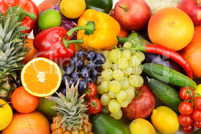 collection fresh fruits and vegetables