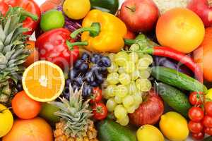 collection fresh fruits and vegetables