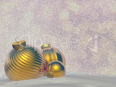 Golden Christmas balls - 3D render