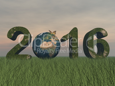 Happy new year 2016 - 3D render