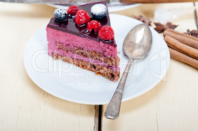 blueberry and raspberry cake mousse dessert