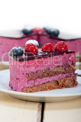 blueberry and raspberry cake mousse dessert