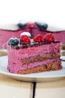 blueberry and raspberry cake mousse dessert