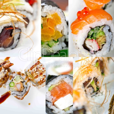 Japanese sushi collage