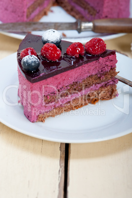 blueberry and raspberry cake mousse dessert