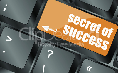 secret of success button on computer keyboard key, vector illustration