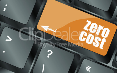 zero cost button on computer keyboard key, vector illustration