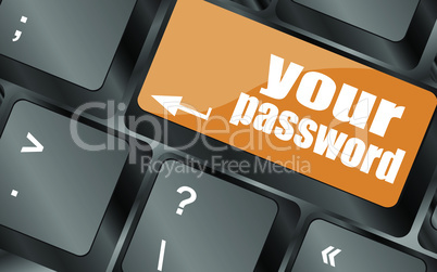 your password button on keyboard - security concept, vector illustration