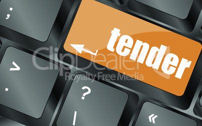 Button on Modern Computer Keyboard with Word tender, business concept, vector illustration