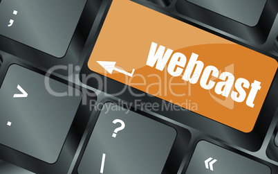 keyboard key with webcast web button, vector illustration