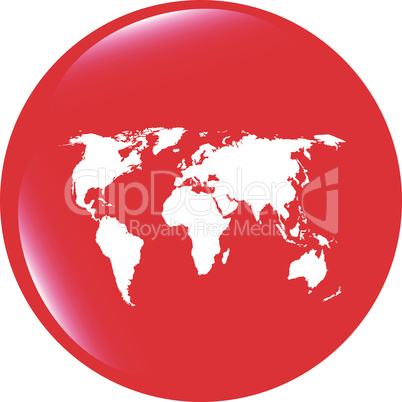 vector Globe icon, earth world map on web button