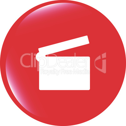 vector cinema glossy icon button on white background