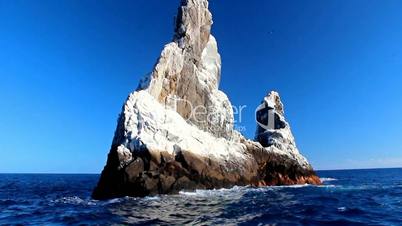 Lonely island-rock of ROCA Partida in the vast expanses of the Pacific ocean, Mexico