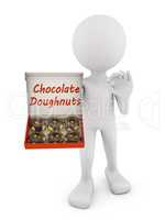 man with chocolate donuts