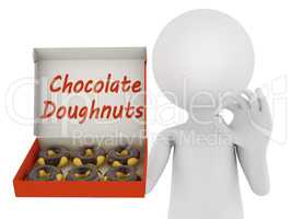 man with chocolate donuts