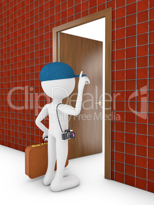 man and door