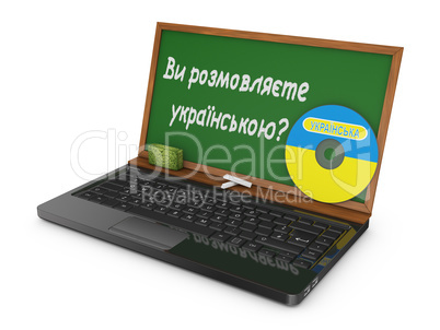 Laptop and chalk board