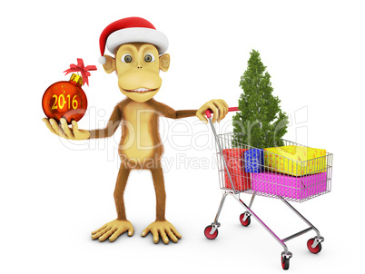 Monkey with cap of Santa