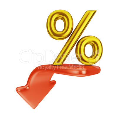 red arrow and percent