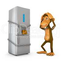 refrigerator and a monkey