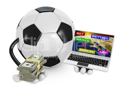 soccer ball on a laptop