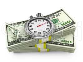 stopwatch and  banknotes
