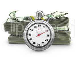 stopwatch and  banknotes
