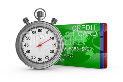 stopwatch and credit cards