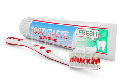 toothbrush and tube of toothpaste