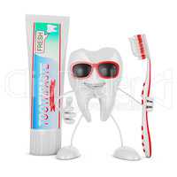 toothbrush and tube of toothpaste.