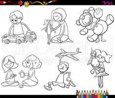 kids and toys coloring page