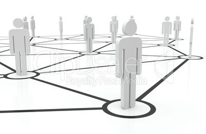 People unified into network. Managing team of people on internet. Staff recruitment
